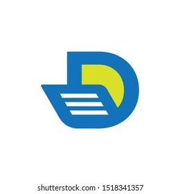 a letter D logo combined with a paper document symbol