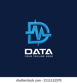 Concepto de logotipo de carta D con elemento gráfico
