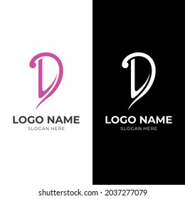 concepto del logotipo de la letra D con un estilo de color blanco y rosa plano