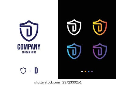 Letter d logo concept, secure d logotype in various forms