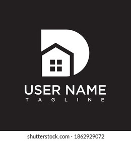 letter D logo concept and unique, simple, creative abstract house for construction logos