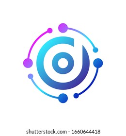 Letter-D-Logo mit verbundenen Punkten für die Design-Vektorillustration für Digital- oder Technologie