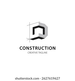 Logotipo de la letra D para la empresa de construcción y arquitectura. Ilustración vectorial de la Plantilla de la propiedad para su marca.