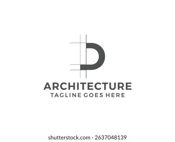 letter D logo, creative architecture design, vector illustration, isolated on transparent background 