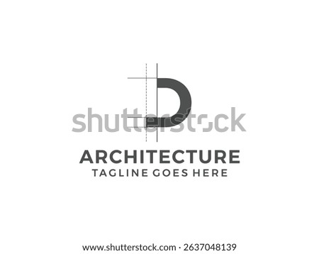 letter D logo, creative architecture design, vector illustration, isolated on transparent background 