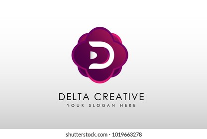 Letter D Logo. Creative D Letter Design Vector with Flowers Shape