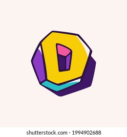 Letter D logo in cubic children style based on impossible isometric shapes. Perfect for kids labels, illusion branding, cute birthday posters etc.