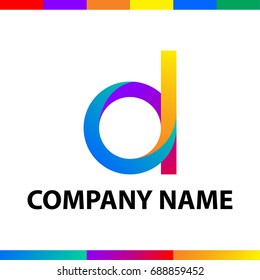 Letter D logo design. Abstract minimalistic symbol made of stripes with color and gradient palettes.