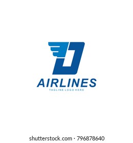 letter d logo design, airline letter logo, d letter blue logo