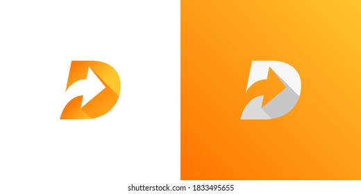 Diseño del logotipo de la letra D. letra D y concepto de flecha. ilustración vectorial