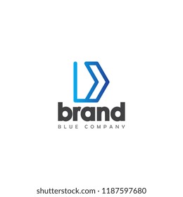 Letter D logo design blue light with geometric concept. Creative Overlapping logo template, emblem for Business or slogan