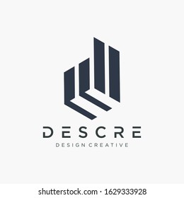 Letter D logo design With Building For Construction Concept. Modern logo with lines style. Vector design template elements for your application or corporate identity. - vector