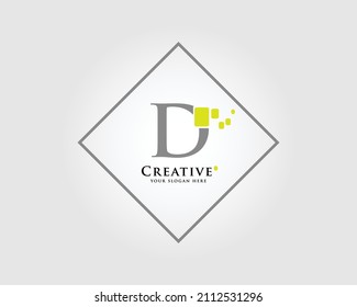 The Letter D Logo Design with a combination of green squares is suitable for your business brand.