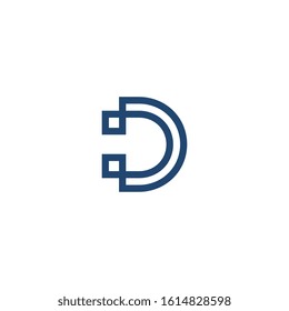 Letter D logo design concept technology.
