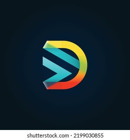 Letter d logo design concept. Creative modern trendy colorful gradient.