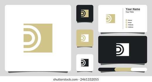 Letter d logo design with creative concept and business card. Premium Vector