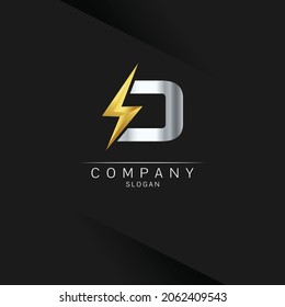 letter D logo design, Electrical Bolt Logo Vector