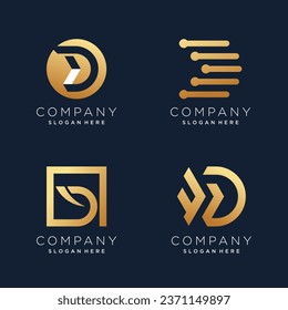 Elemento de diseño del logotipo de la letra D vector con concepto de oro creativo