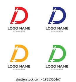 diseño del logotipo de la letra D estilo de color plano