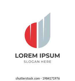 diseño del logotipo de la letra d con un estilo de color rojo plano y plateado