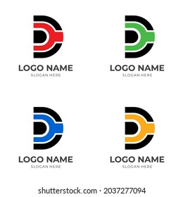 letter D logo design with flat colorful style