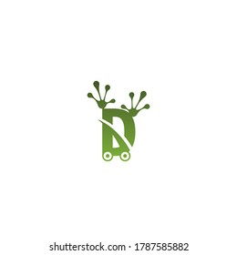 Letter D logo design frog footprints concept icon illustration
