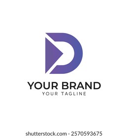 Letter D logo design with gradient vector illustration template