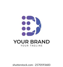 Letter D logo design with gradient vector illustration template