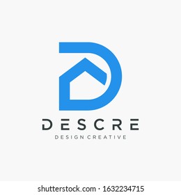 Letter D Logo design with home element. This logo has the meaning of studio, room, home , house. modern and elegant.. - vector