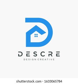 Letter D Logo design with home element. This logo has the meaning of studio, room, home , house. modern and elegant.. - vector