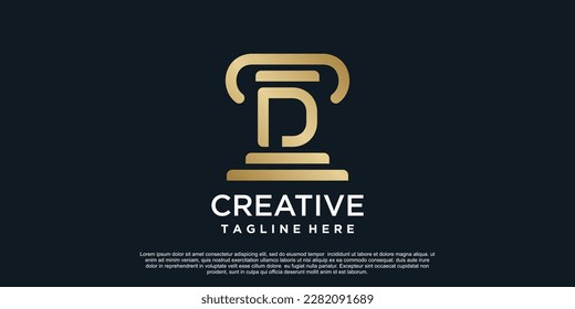 Letter D logo design of justice unique concept Premium Vector