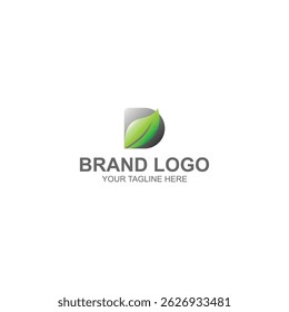 letter d logo design leaf icon for herbal brand with creative illustration