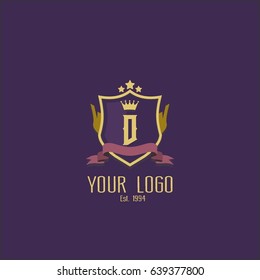 Letter D logo design. Luxury shield crown brand concept. Classic emblem sign.