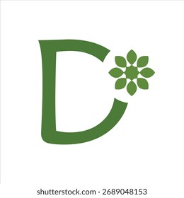 Letter D Logo Design with Mandala Flower on Top, Suitable for Elegant and Decorative Branding