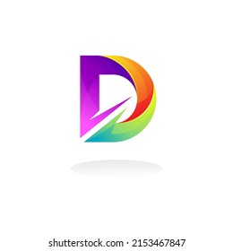 Diseño del logotipo de la letra D moderno, plantilla de iconos D y flecha