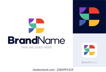 Letter D logo design, modern abstract geometric colorful design illustrations, Logotype concept symbol icon vector templates, Usable for Growing Business, Branding, Identity, Marketing, etc