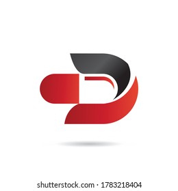 Diseño de logotipo de letra D, letra D con concepto de logotipo de píldora, vector