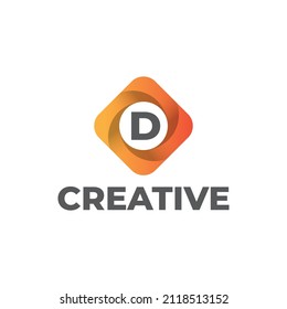 Letter D logo design with simple gradient style, professional logo design template