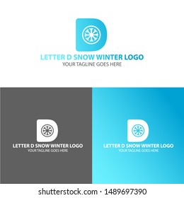 Letter D Logo Design With Snow icon. Modern Logo  Design. 