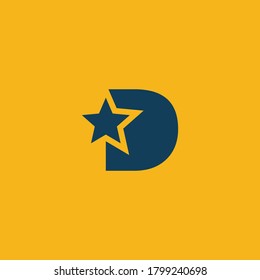 Letter d logo design with star shape icon 