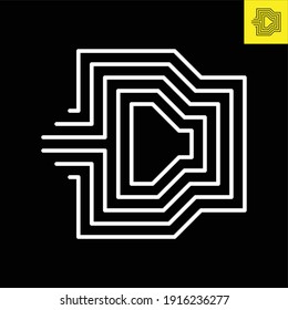 Letter D logo design in Stripes Line Art. Monogram vector logo in Eps 8.