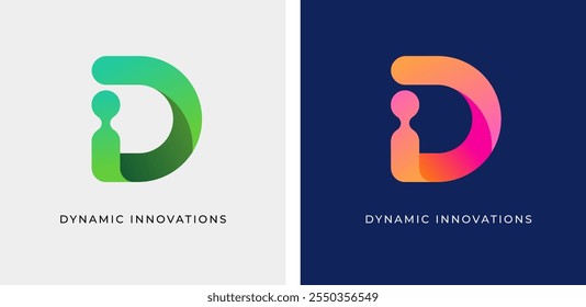 Letra D diseño de logotipo. Tecnología, médico, logotipo colorido, elemento e ilustración. Vector Concepto de diseño