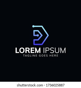 Diseño de logotipo de carta d, diseño de logotipo de tecnología