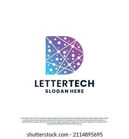 diseño del logotipo de la letra D para la identidad de la empresa de tecnología, ciencia y laboratorio