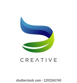 Letter D Logo Design Template, Modern D Logo, Creative Logo Design, Letter D with Leaf