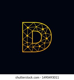 Letter D Logo Design Template. Network Connection Artificial Intelligence Technology. Technology Digital logo with element dot , circuit, line, chip, concept. network icon, connect concept - Vector