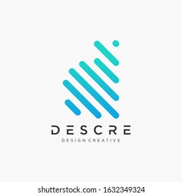 letter D logo design template with line colorful element. This logo has the meaning of information, data, finger print, group, community, progress, growth.  Technology digital concept.- vector