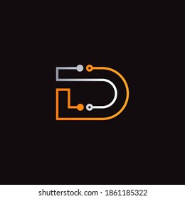 Letter D logo design template, Abstract tecnology dot connection vector design