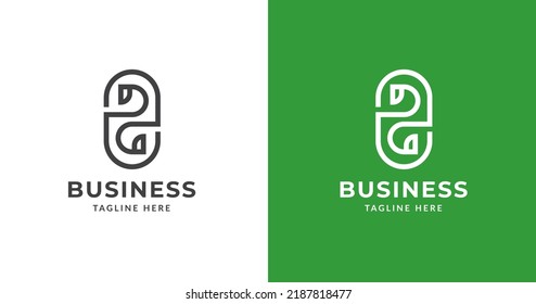 Letter D logo design template with leaf shape style