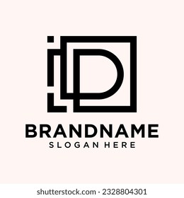 Plantilla de diseño del logotipo de la letra D.